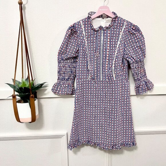 Laura Ashley by Urban Outfitters Maisy Mock Neck Mini Dress Size M - Picture 2 of 7